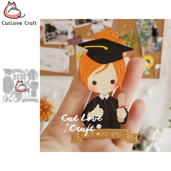 Fille graduation baccalauréat uniforme métal découpe matrices Scrapbooking pochoir Die Cuts carte faisant bricolage artisanat gaufrage nouveau 2021