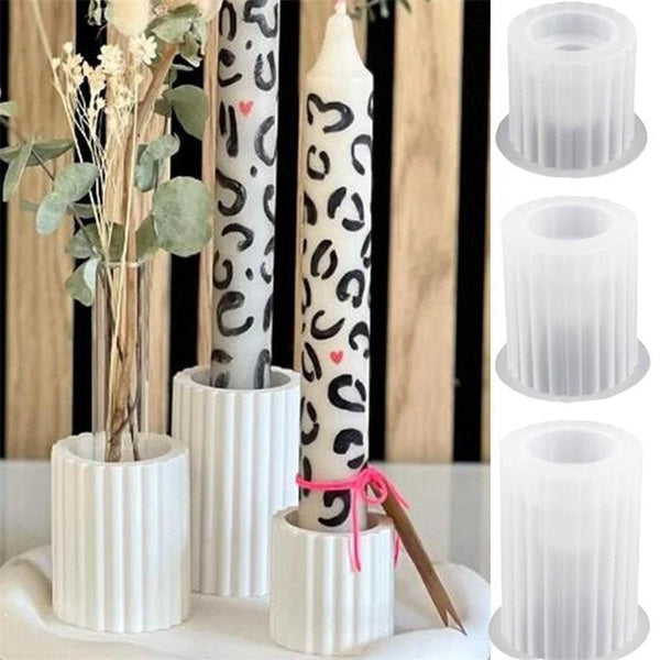 3 Sizes DIY Round Holders Resin Cement Plaster Silicone Molds