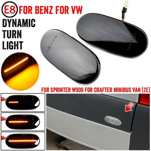 2pcs-pair Dynamic Flashing Turn Signal LED Side Marker Light for Mercedes Benz Sprinter W906 2006-2018 Volkswagen Crafter 2006-2016