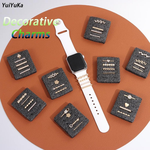 YuiYuKa Charms décoratifs Bijoux en diamant pour bracelet pour bracelet de montre Apple Charms décoratifs en métal Bijoux en diamant pour iWatch pour