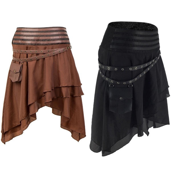 Womens Asymmetrical Black Skirt Gothic Dance Short Mini Bodycon Skirts