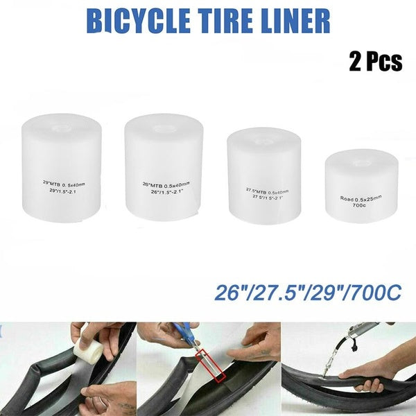 2 pièces vélo Tube protecteur blanc vtt vélo pneu doublure Anti-crevaison ceinture 26 "-27.5"-29 "-700C vélo pneu protecteur