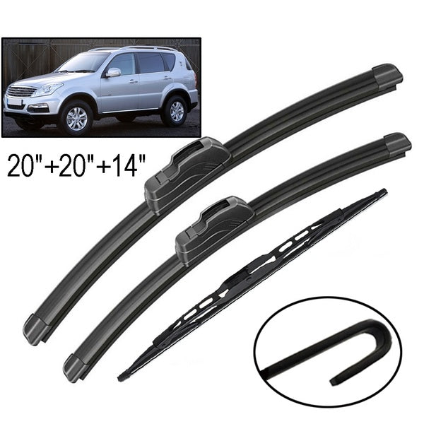 Xukey 3Pcs-set Front Rear Tailgate Wiper Blades For Ssangyong Rexton 2016 2015 2014 2013 2012 2011 2010 2009 2008 2007 2006 2005