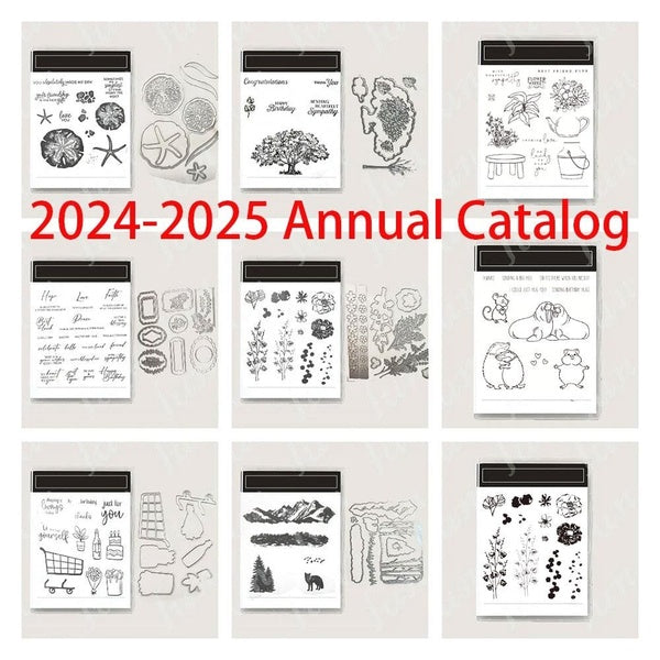 Catalogue annuel MAI 2024-AVRIL 2025 Timbre clair ou matrices de découpe DIY Scrapbooking Fournitures Timbres Matrices en métal pour cartes Albums Ar