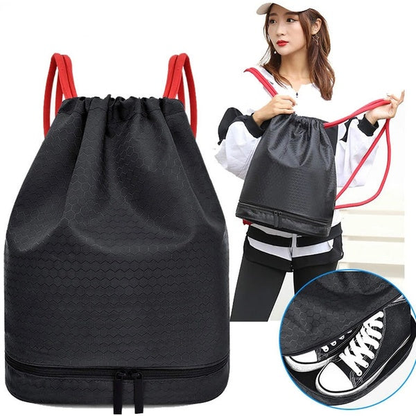 Drawstring Backpack Bag with Shoe Pocket Dry Wet String Bag for Gym Shopping Sport Yoga