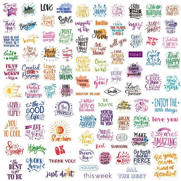 96pcs Positive Encouragement Motivational Words Stickers, Affirmation Waterproof Vinyl Stickers Decals for Students Teachers Employees, Water Bottle