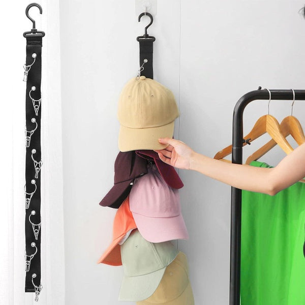Hat Storage Hanger for Baseball Caps Closet Rod Hat Sports Caps Holder with 8 Clips Organize Caps Back Door Wardrobe Hat Storage