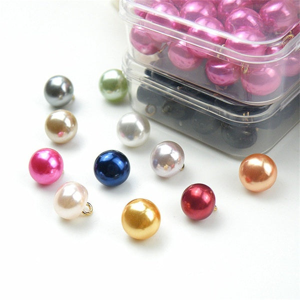 20pcs Pearl Buttons 10mm Small Pearl Half Resin Dome Cap Copper Base Buttons for Crafting Sewing Scarpbooking Scarf and Clothes,Mixed Color