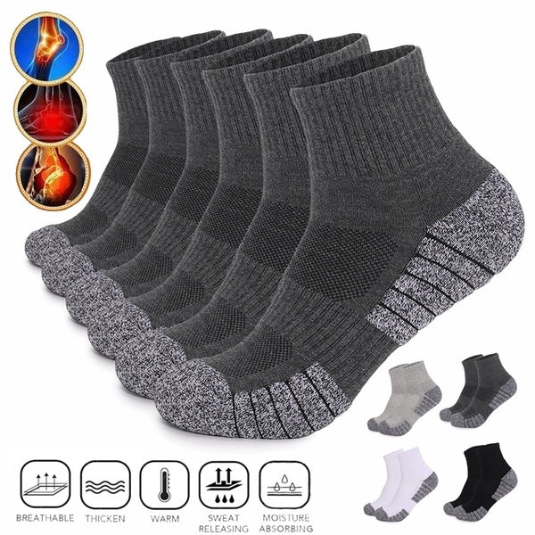 1-2 Pairs Men's Women's Hiking Walking Socks, Thickened Moisture Wicking Cotton Sports Hiking Socks Outdoor Casual Socks Running Socks
