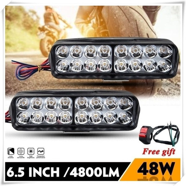 6.5INCH 48W 12V LED 6500K Motorcycle LED Headlight Scooter 16 Leds Moto Headlamp Spotlight Motorbike Spot Head Light Working Lamp DRL Headlight Bulbs