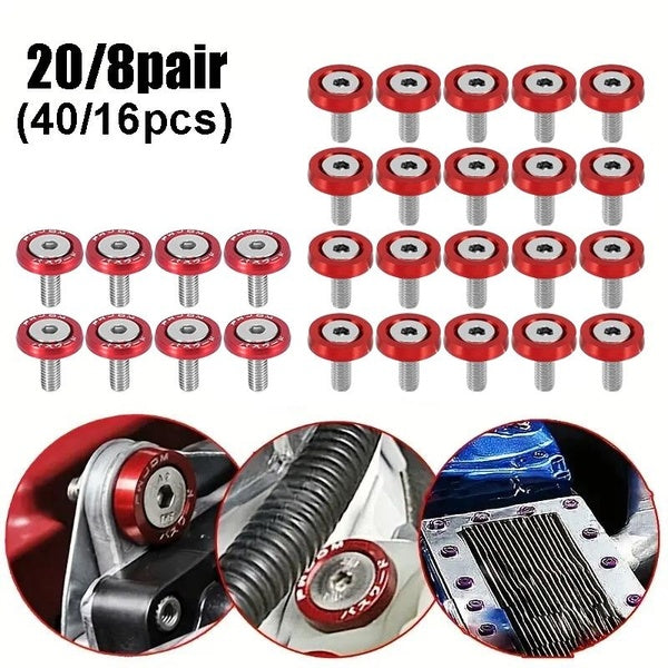 20-8pair(40-16pcs) Car Motorcycle M6 Fender Bumper Washer Bolt Set Aluminum Alloy Engine Bay Fastener
