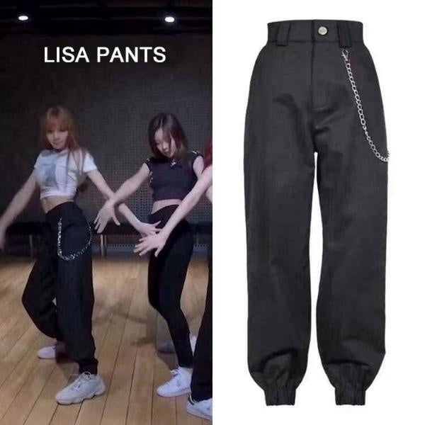 Kpop 블랙 핑크 DDU-DU DDU-DU Exercise Room Performance Blackpink Lisa K-pop Long Sleeve Pants Sport Overalls Leggings High Waist Jazz Dance Pants