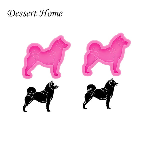 DY1052 Shiny 2pc Dogs Keychain Making Mold, Resin Art Diy Silicone Mold, Epoxy Clay Polymer Mold, Fondant Chocolate Mold
