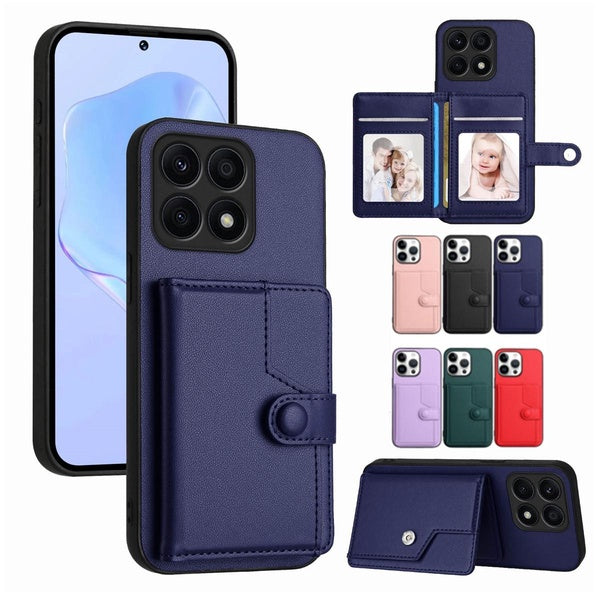Étui portefeuille magnétique en cuir avec fente pour carte et rabat antichoc pour Huawei Pura 70 70Pro 70Pro+ 70Ultra Honor X6B 200 200Pro 200Lite X7