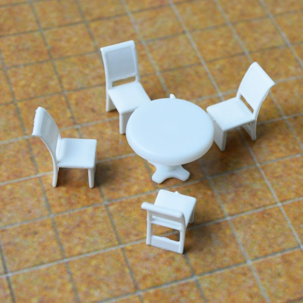 10Pcs 1:100 Scale Model Furniture Round Table Chair Set Doll House Dining Scene Accessories Miniature Decoration Layout