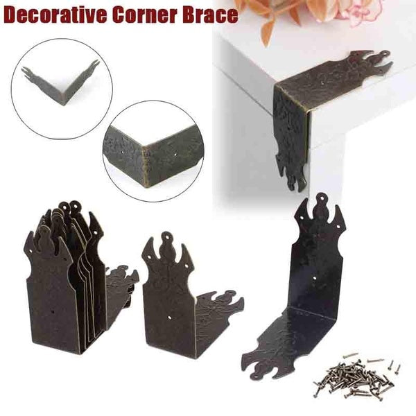 Case Chest Box Corners Decor Repair Angle Plates Brace Protectors 70x70mm 8pcs