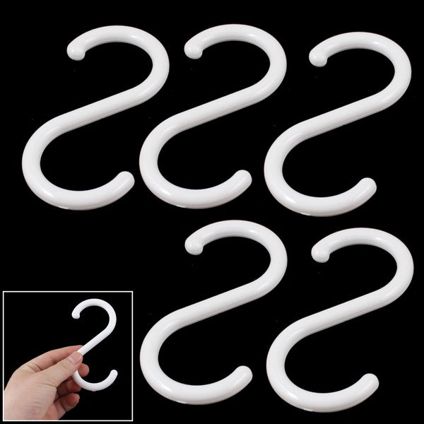 5PCS-10PCS White Plastic S Shape Hanger Hook for Home Clothing Baskets