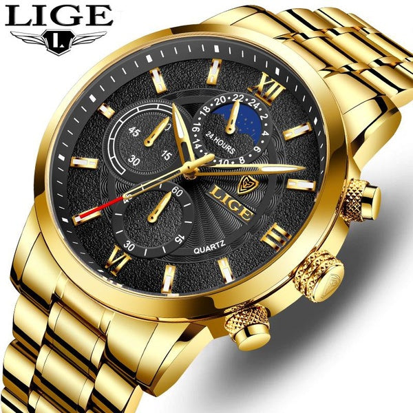 2023 nouveaux hommes montres LIGE Top marque de luxe en acier montre à Quartz décontractée hommes Sport étanche horloge montre Relogio Masculino + bo