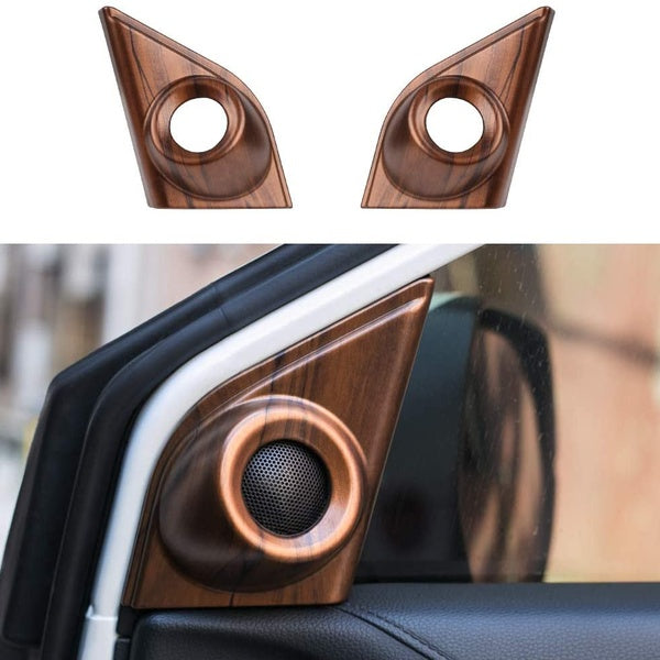 2Pcs Peach Wood Grain Front Door A Pillar Speaker Frame Triangle Panel Cover Trim Decorations for Honda CR-V CRV 2017 2018 2019 2020 2021