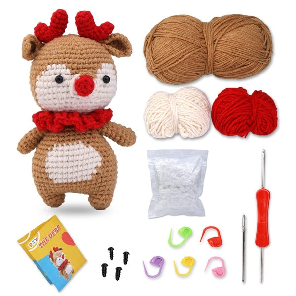 Beginner Crochet Kit, Amigurumi Crochet Starter Knitting Kits for Adults Kis,Amigurumi Knitting Hooks Yarn Set with Step-by-Step Video Tutorials,Birt