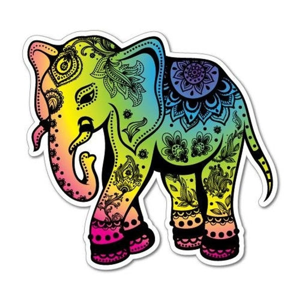 High-quality Gorgeous Rainbow Elephant Sticker Funny, Car SUV Car Window Door Bumper Decal Sticker