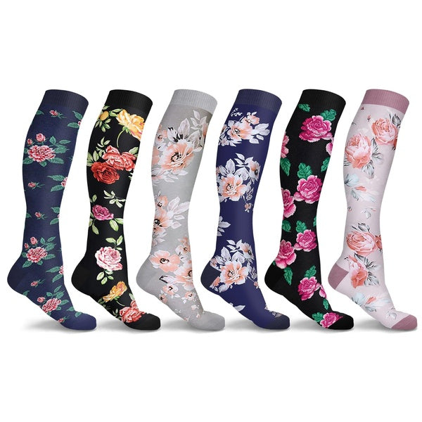 DCF Floral Compression Socks (6 Pairs)
