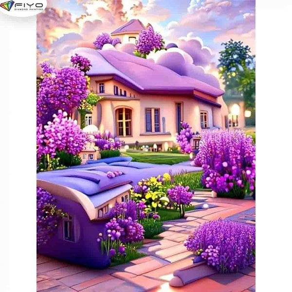 FIYO DIY House 5D Diamond Painting Full Drill with Number Kits Home and Kitchen Fashion Mosaic Diamond Painting Canvas Wall Decoration Gift Crafts fo