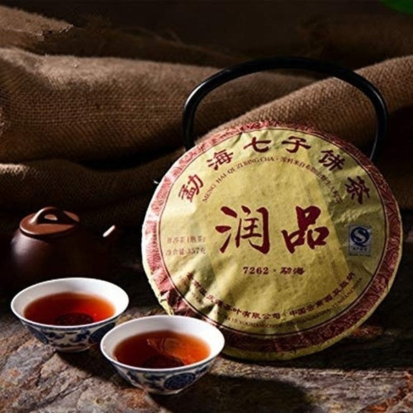 Yunnan Run Pin 7262 Seven Son Puer Ripe Tea Health Care Thé Puerh Digestif Diurétique Thé Pu Er Chinois 357g (0.787LB) Aliments Verts Thé Pu'er Thé N