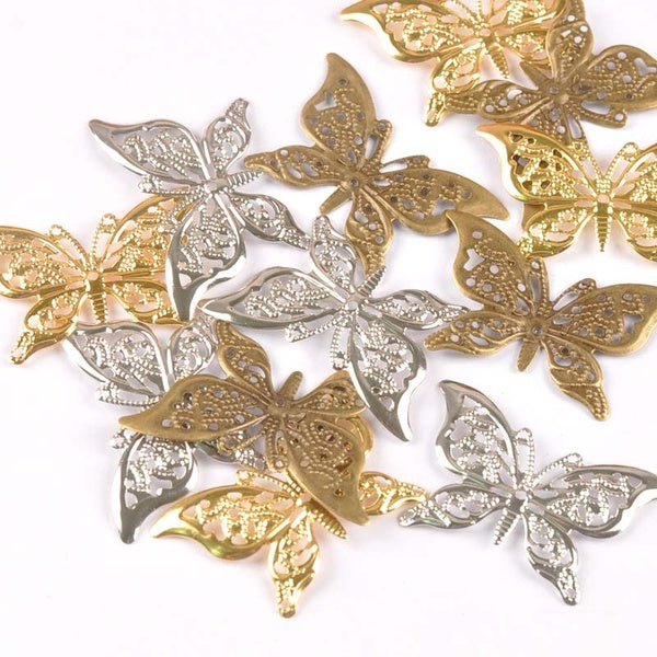 10Pcs Metal Crafts Mixed Butterfly Connectors Filigree Flower Wraps For DIY Scrapbook Home Decor Embellishments