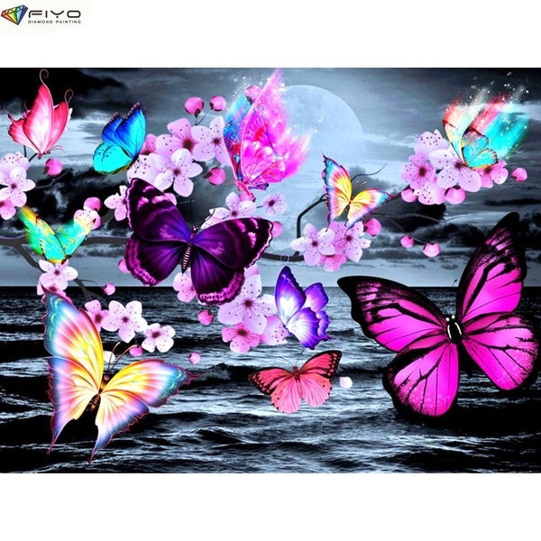 Butterfly DIY 5D Diamond Painting Full Drill with Number Kits Home and Kitchen Fashion Cross Stitch Embroidery Paintings Canvas Pictures Wall Decorat