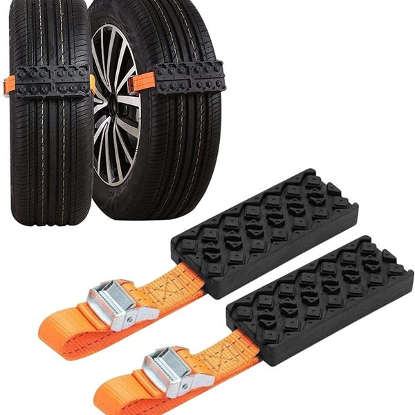 2 PCs Tire Traction Device for Snow, Mud and Sand Universal Tire Chains Straps for Cars and Small SUVs