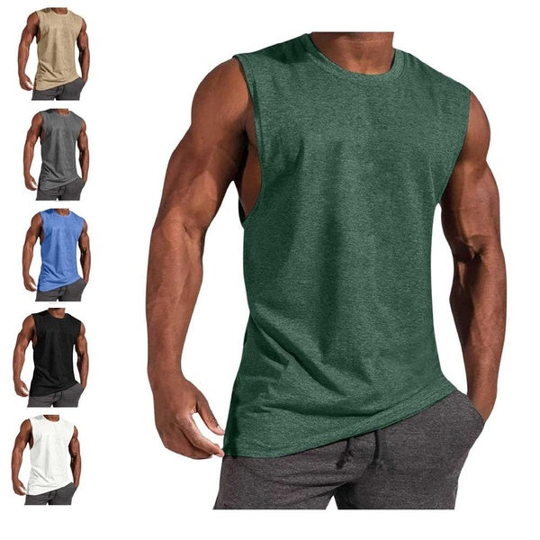 Loose Fit T-Shirts Men's Workout Sleeveless T-Shirt Athletic Cut Off Tank Top Gym Training Bodybuilding TankTops