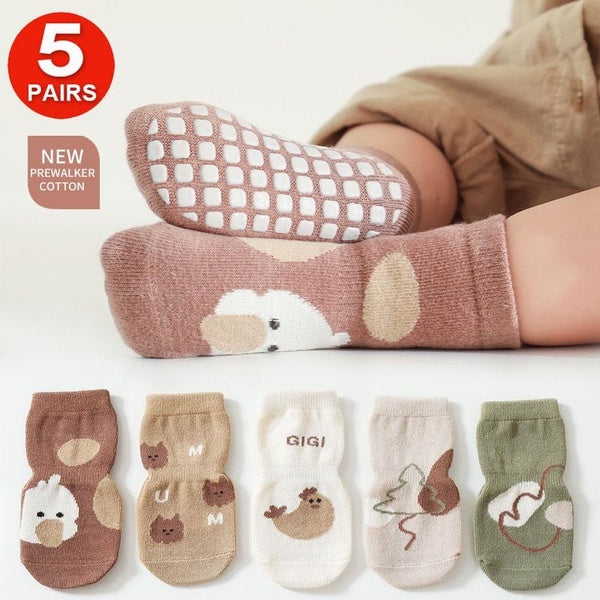 Cute Baby Girls Boys Anti Slip Floor Socks Toddlers Kids Cotton Socks Set