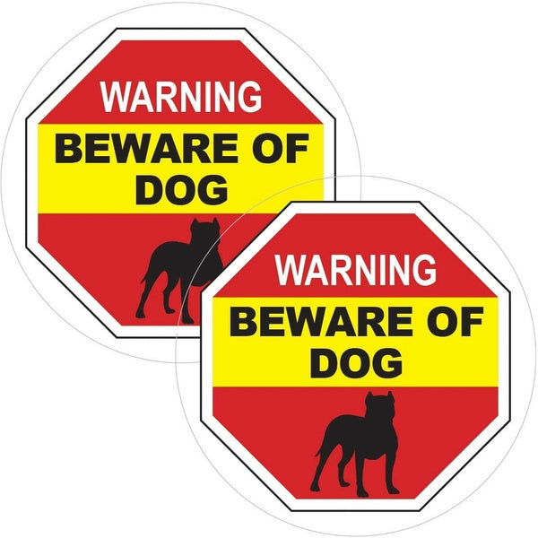 5" 2Pcs Beware of Dog Warning Sticker - Beware of Pitbull Window Sticker - Beware of Dog Sign Decal - Dog on Premises Sign - No Trespassing Window Cl