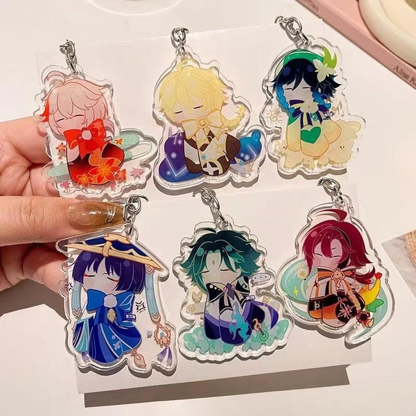 Genshin Impact Xiao Scaramouche Venti Kaedehara Kazuha Acrylique Pendentif Porte-clés Porte-clés Cadeaux Charme