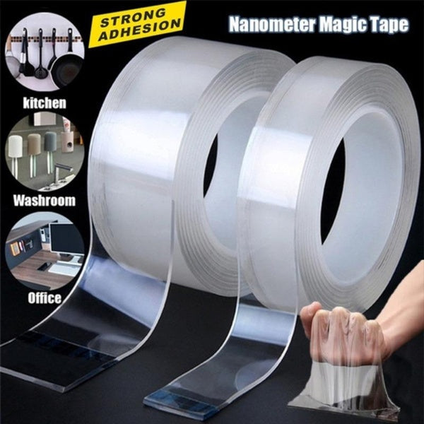 1-2-3-5M Transparent Nano Tape Washable and Reusable Double-sided Adhesive Adhesive Universal Hook Tape for Furniture