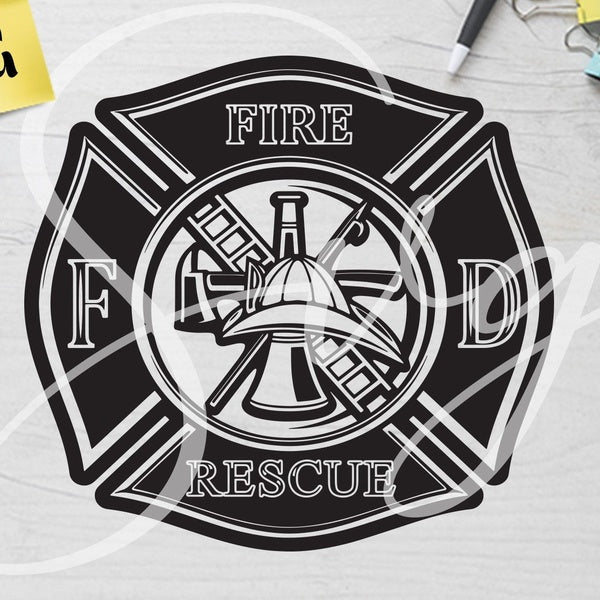 Set of 2 Fire Dept Rescue Firefighter Vinyl Decal Sticker