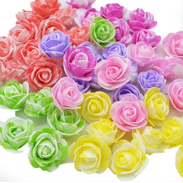 100pcs Mini 3cm PE Foam Rose Flower Head Artificial Rose Flowers Handmade DIY Wedding Home Decoration Festive & Party Supplies