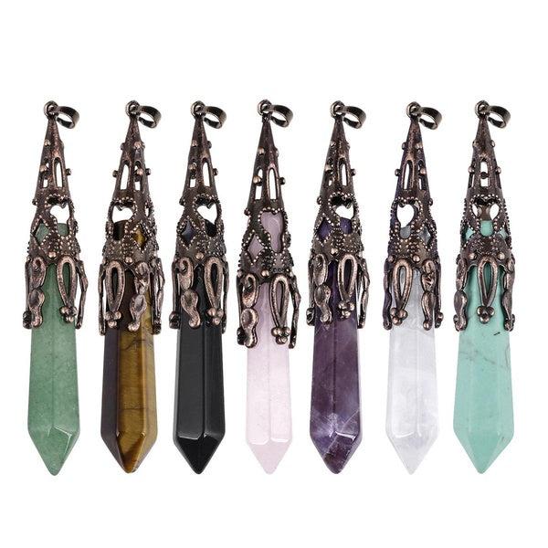 Pendentif femme cristal améthyste Quartz Rose pour collier pendentif cadeau fille bricolage