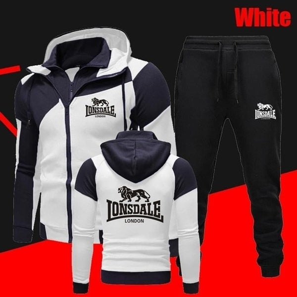 Autumn and Winter Classic Men Hoodie + Pants Jogging Suits Fashion Zipper Fleece Tracksuits