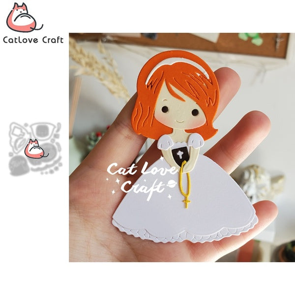 Catlove fille tenant bible rituel matrices de découpe en métal Scrapbooking pochoir découpes carte faisant artisanat gaufrage nouveaux matrices pour