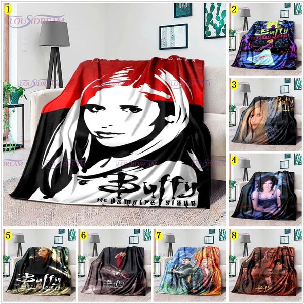3D Print Vampire Slayer Buffy Soft Blanket Cozy Plush Warm Lightweight Throw Flannel Fuzzy for Sofa Bed Fans Halloween Gifts