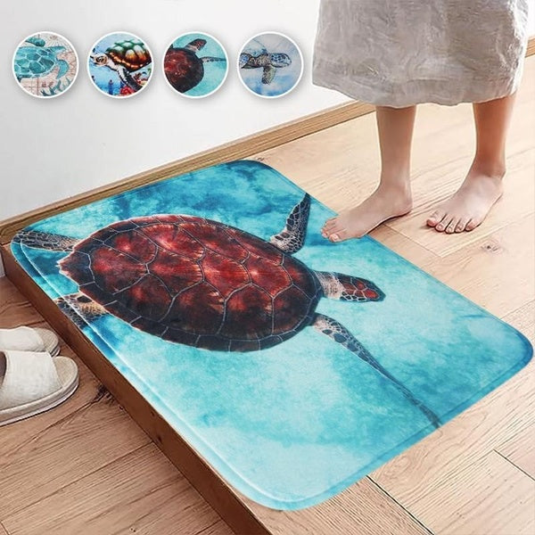 4 Styles Home Bath Mat Turtle Embossed Bathroom Carpet Water Absorption Non-slip Memory Foam Absorbent Washable Rug Toilet Floor Mat