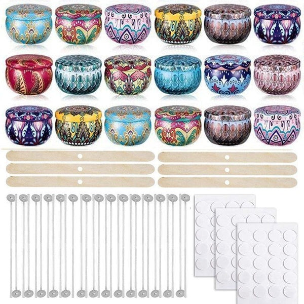136 Pcs-Set Candle Making Kit,18 Pcs 2.2oz Candle Tin Round Containers,60 Pcs Candle Wicks Sticker,50 PCS Candle Wicks and 8 PCS Candle Wicks Holde