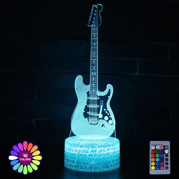 3D Basse Guitare Violon Home Room Decor Led Lights Lampe 3D Acrylique illusion Lampe de Table Tactile Télécommande Lampe Creative Musique Night Light