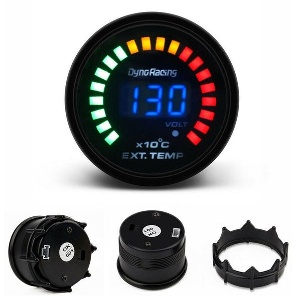 2'' 52mm Universal 12V Car LED Digital - Analog Exhaust Gas Temperature Temp Gauge EGT Smoke Lens with Sensor