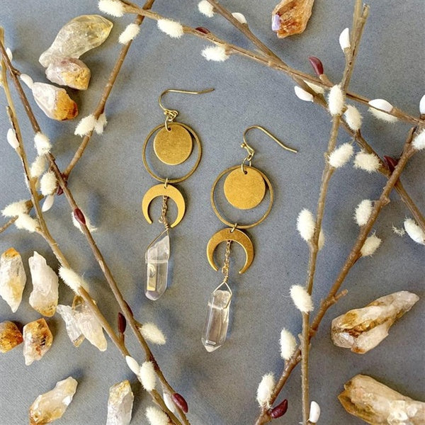 Witchy Crescent Moon Earrings Phase Celestial Earrings Jewellery Crystal Earrings Festival Women Gift 2020 New Delicate And Beautiful Wholesale