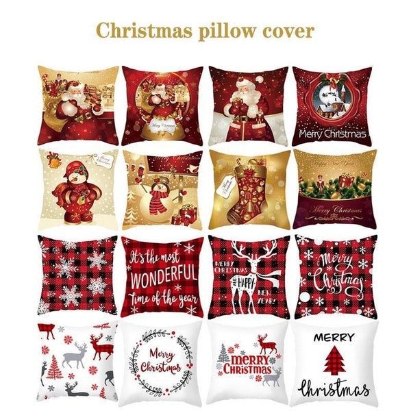 Christmas Throw Pillow Covers Christmas Cushion Cover Case Decorations Winter Holiday Pillowcases for Sofa Bed Couch Car (18 x 18 Inches)