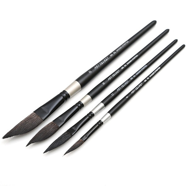 Dainayw 4 pcs Squirrel Hair Watercolor Brush Dagger Type Art Painting Brushes for artist painting