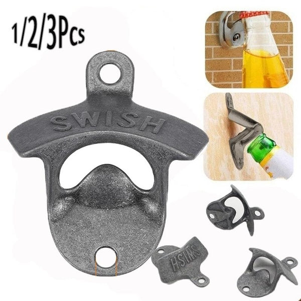 1-2-3pcs Cast Iron Wall Mounted Bottle Opener, Beer Bottle Opener Suitable for Rustic Farmhouse Bars Home